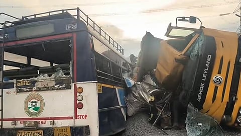 At least 19 dead as gravel-laden lorry collides with bus in Telangana