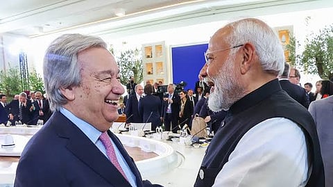 Modi meets UK PM and UN chief at G20, calls for global development rethink