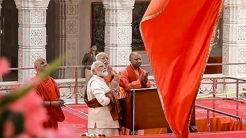 PM Modi hoists saffron flag at Ayodhya's Ram temple completion
