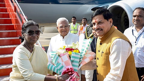 President Murmu arrives in MP on a 5-day tour; to visit Omkareshwar, review cheetah project
