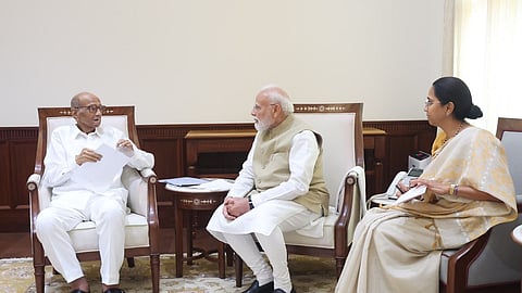 Amid rumours of joining the NDA, Sharad Pawar, Supriya Sule meet PM Modi in Parliament