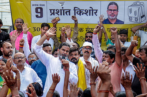 Jan Suraaj Party founder and party candidate from Bankipur assembly, Prashant Kishor during a voter outreach, in Patna | File image/PTI