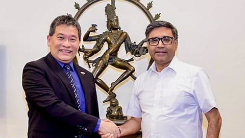 Foreign Secretary Vikram Misri, right, meets Singapore Ministry of Foreign Affairs Permanent Secretary Luke Goh, in New Delhi