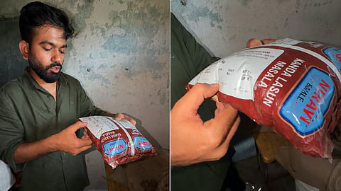 CJP founder Abhijeet Dipke claimed he found spice packets past their expiry date during a visit to a government school in Aundha, Hingoli | X