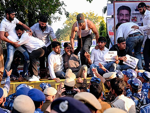 There was no immediate response from the RSS to the specific charges made during Sunday’s demonstration.