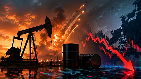 Asian markets fell Monday as oil prices surged nearly 3% following US strikes on Iranian rocket launchers near the Strait of Hormuz | Representational image