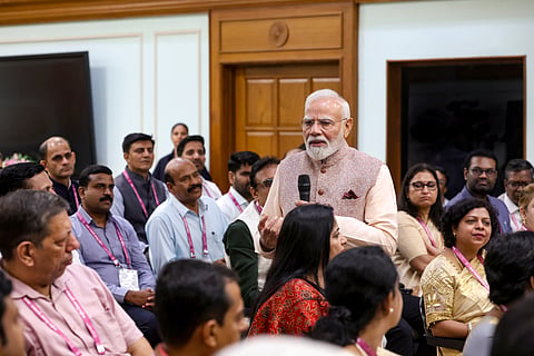 Prime Minister Narendra Modi during an interaction with National Teachers Awards winners, in New Delhi | PTI