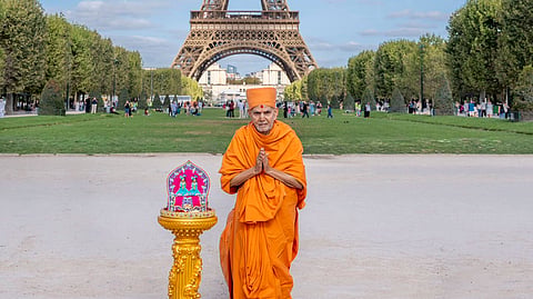 A BAPS delegation's visit to the Eiffel Tower has triggered a staff protest after allegations that female employees were asked to leave certain work areas | X