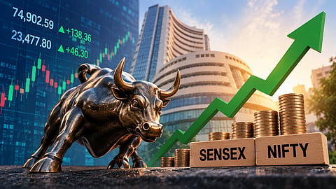 Sensex gained 138 points and Nifty rose 46 points as blue-chip buying helped Indian equities rebound after three consecutive sessions of losses | Representational image