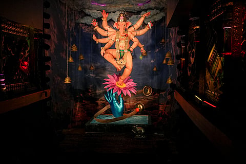 The first look of 'Mumbai Cha Raja' Lord Ganesh idol at Ganesh Galli ahead of Ganesh Chaturthi festival, in Mumbai, on Sunday | PTI