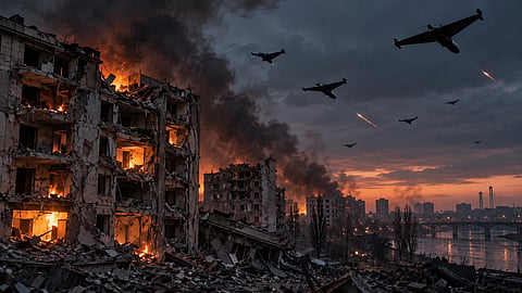 Russian drones struck apartment blocks, a university and a shopping mall, according to Ukrainian officials | Representational image