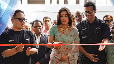 Priya Sachdev Kapur, along with Vikas Gupta, Founder & CEO, and Ringlarei (Ringo) Pamei, Co-Founder at the Creatara plant inauguration on Wednesday