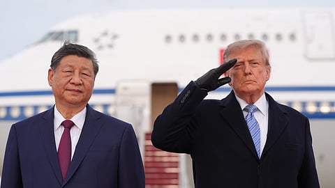 President Donald Trump and China's President Xi Jinping participate in an arrival ceremony at Joint Base Andrews | PTI