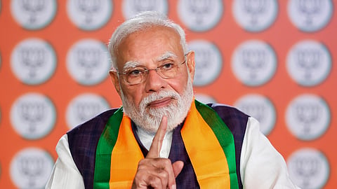 Prime Minister Narendra Modi speaks virtually to Seva Yatris travelling on the Yatra from Vadnagar to Varanasi | PTI