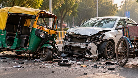 An auto-rickshaw driver died after an allegedly speeding car hit his vehicle before crashing into a cycle rickshaw in southeast Delhi’s Sukhdev Vihar | Representational image