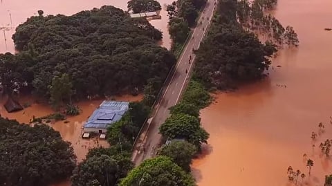 An aerial view of an inundated area following rain, in Nabrangapur, Odisha, on Sunday | File image/PTI