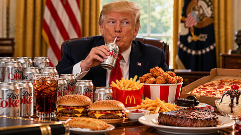 Donald Trump’s food routine has long drawn attention, with Diet Coke, burgers, steak and sweets featuring prominently in accounts of his diet | Representational image/AI generated