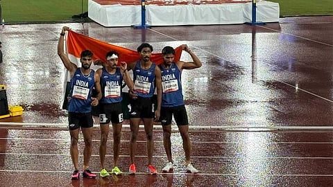 The men had finished third in 3:01.61 behind Japan and Qatar in Aichi-Nagoya