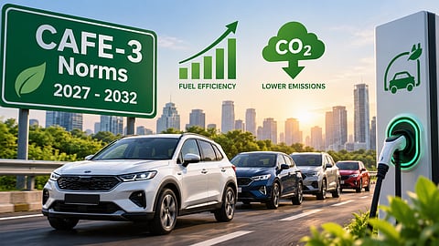 The CAFE-3 framework raises fuel-efficiency targets for passenger vehicles and introduces super credits and a credit-debit system for automakers