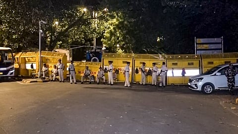 Security beefs up as barricades installed at Jantar Mantar after Delhi Police denies permission for a proposed protest against CEC Gyanesh Kumar, in New Delhi, on Thursday | PTI