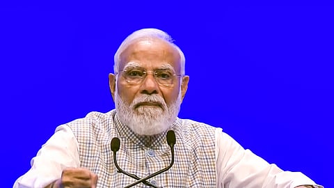 Prime Minister Narendra Modi addresses the gathering during the inauguration of the 10th edition of the India Mobile Congress (IMC) 2026, in New Delhi, on Thursday | PTI