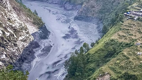 An aerial view of a flash flood in the Kali Gandaki River, in Nepal's Gorkha district | PTI