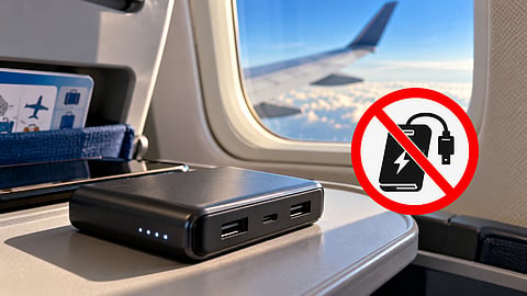Rules vary by airline, and some prohibit charging power banks using onboard power outlets
