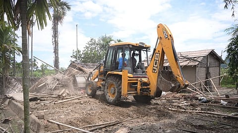 Excavators deployed under heavy security as similar eviction drives continue across Nagaon, Hojai and Golaghat districts