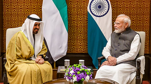 Discussions focus on friendship and bilateral relations within the framework of India-UAE Comprehensive Strategic Partnership