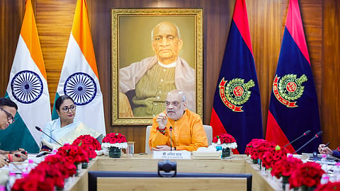 Union Home Minister Amit Shah and Delhi Chief Minister Rekha Gupta during a review meeting at Delhi Police Headquarters, in New Delhi | PTI