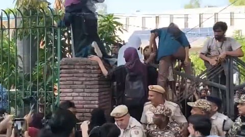 Protests continue at Jamia as students seek a fixed date for student union elections | X