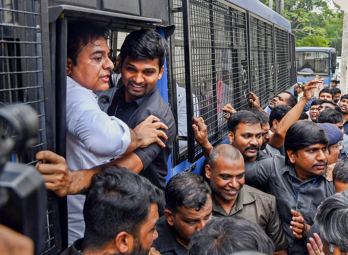 BRS MLAs protest alleged Revanth Reddy-Adani 'nexus' outside Telangana ...