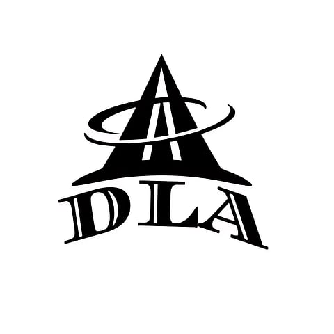 Logo of Dubey Law Associates LLP featuring the acronym 'DLA' stylized with an angular design, incorporating a prominent 'A' within a circular element