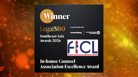Federation of Indian Corporate Lawyers wins Legal 500 In-house Counsel Association Excellence Award 2026 in Singapore.