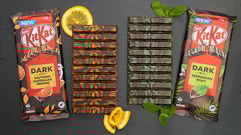 The two new flavors feature the iconic KitKat crisp wafer fingers topped with swirls of rich dark chocolate.