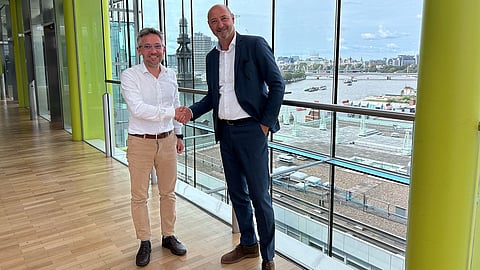 Eric Soubeiran, Managing Director - Climate and Nature Fund at Unilever (left), and Peter Lauwers, CEO of GEA Farm Technologies division, signed the contract at Unilever’s World Headquarters in London this week. 