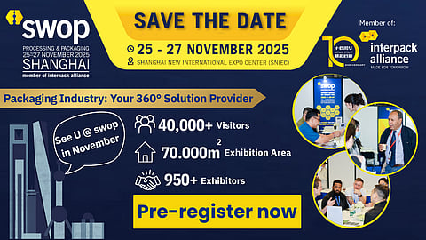 Shanghai World of Packaging (swop) - 25 to 27 November 2025 at Shanghai New International Expo Center (SNIEC) 