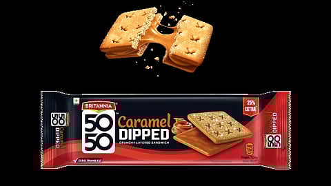 Britannia 5050 introduces a premium range with a new caramel-dipped crunchy sandwich