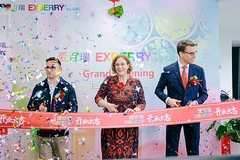 GNT's General Manager APAC Andreas Thiede, Managing Director Petra Thiele, and CEO Hendrik Hoeck at the launch party in Shanghai 
