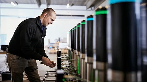 Hydract valves with water-hydraulic actuation technology operate at Carlsberg in Fredericia in conjunction with pneumatically actuated valves. In the picture: Robert Collins, Director, Product Development & Operations – Hydract Technology. 