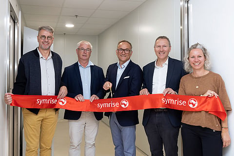 f.l.t.r.: Christophe LE BRIS, Berric Site Director, Symrise Food & Beverage; Michel GRIGNON, Mayor of Berric; Lilian REGNIER, President EAME, Symrise Food & Beverage; Jean-Christophe CHEVALIER, Vice President Strategic Growth Competences, Symrise Food & Beverage; Linda ROBIN, Human Resources Manager Berric Site, Symrise Food & Beverage