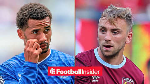 Split image of Everton winger Iliman Ndiaye and West Ham United forward Jarrod Bowen
