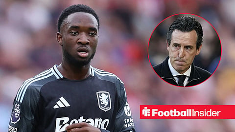 Lamare Bogarde in action for Aston Villa, with Unai Emery in a circular inset