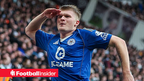 Leicester City midfielder Jordan James celebrates