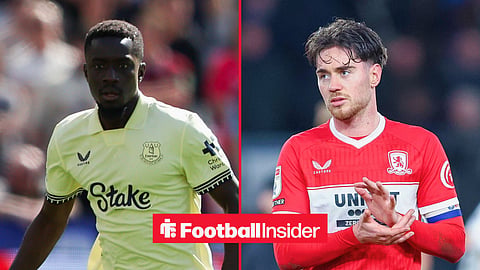 Split image of Everton midfielder Idrissa Gueye and Middlesbrough ace Hayden Hackney