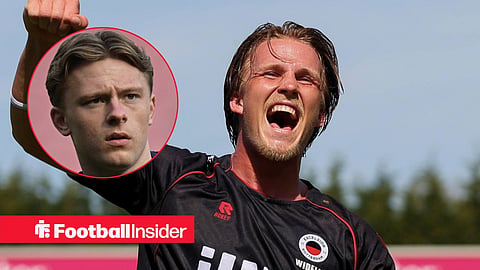 Excelsior defender Casper Widell as main image with Dundee centre-back Luke Graham in circular inset on the left