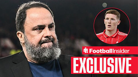 Nottingham Forest owner Evangelos Marinakis at the City Ground / Elliot Anderson of Nottingham Forest during the Nottingham Forest vs FC Midtjylland UEFA Europa League match at the City Ground, Nottingham