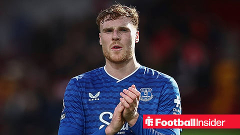 Everton defender Jake O'Brien claps