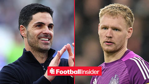 Arsenal manager Mikel Arteta claps with Aaron Ramsdale inset