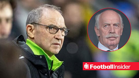 Martin O'Neill on the sidelines at Celtic, with Dermot Desmond in a circular inset